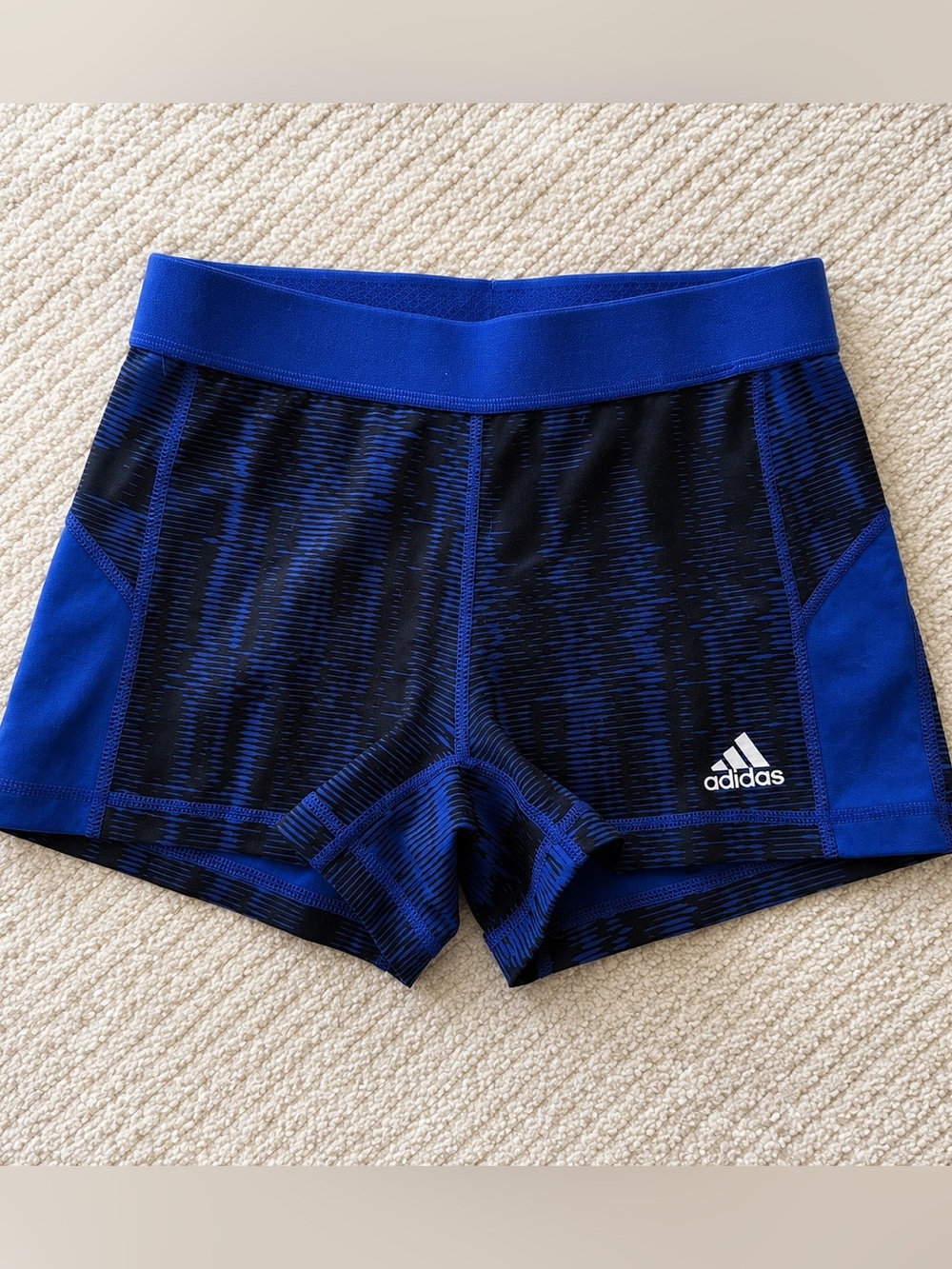 Adidas Techfit Climalite Compression Shorts Blue Black Abstract Print Medium